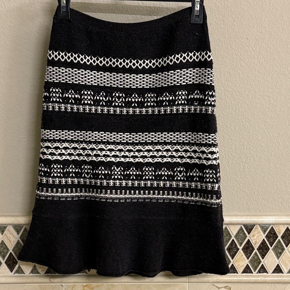Anthropologie Moth Black and White A-Line Skirt